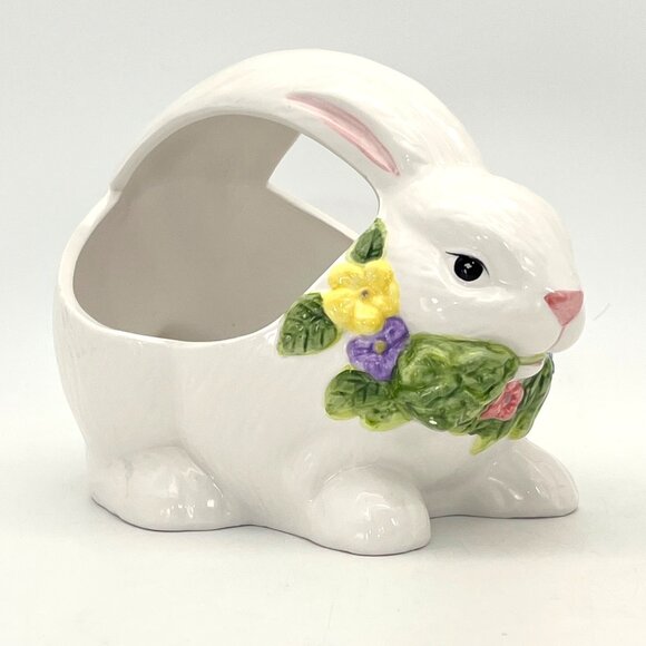 Oxford Elite Other - Vintage Collectible Oxford Elite Ceramic Easter Bunny Basket Floral Design Decor